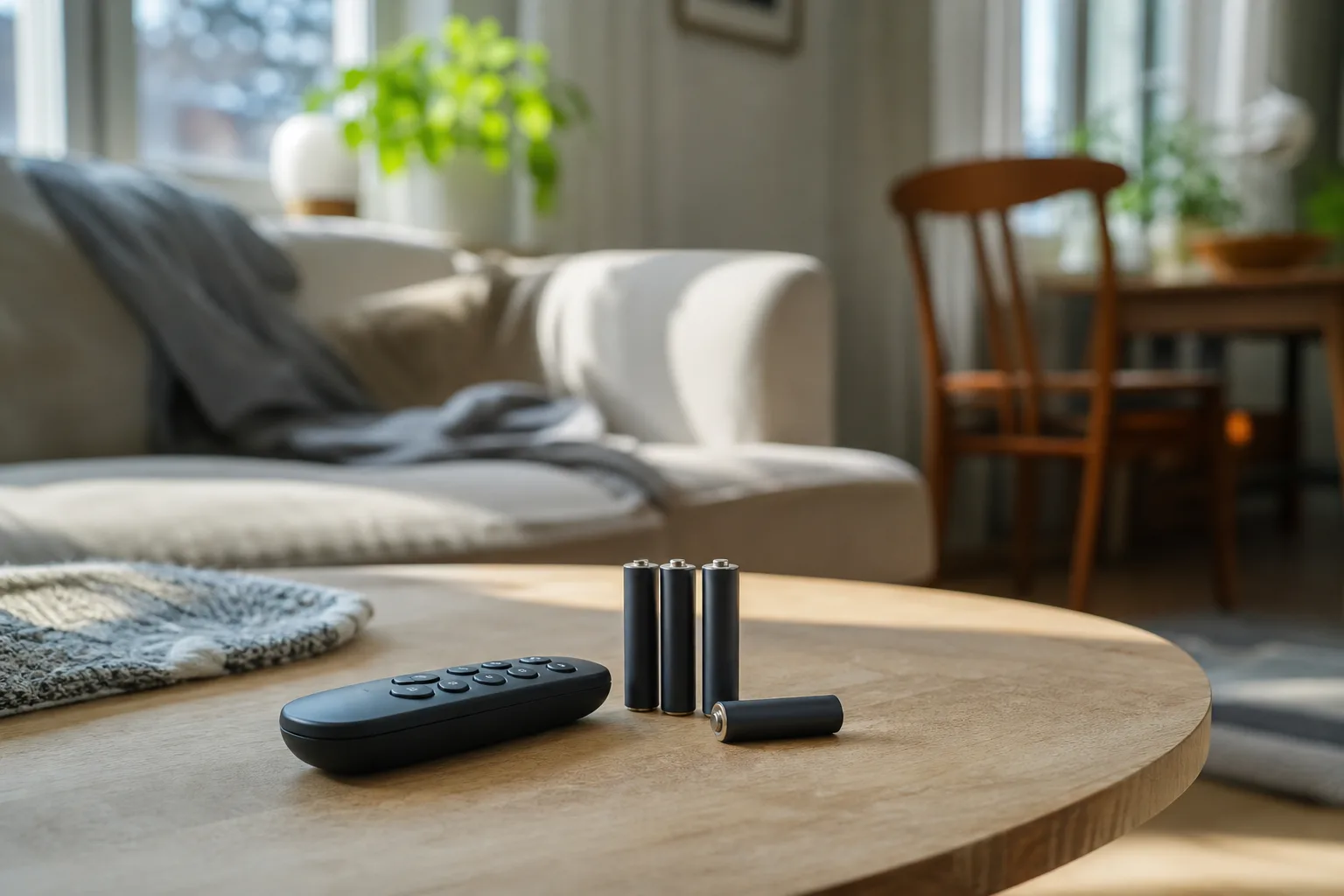 AAA-batterier på träbord