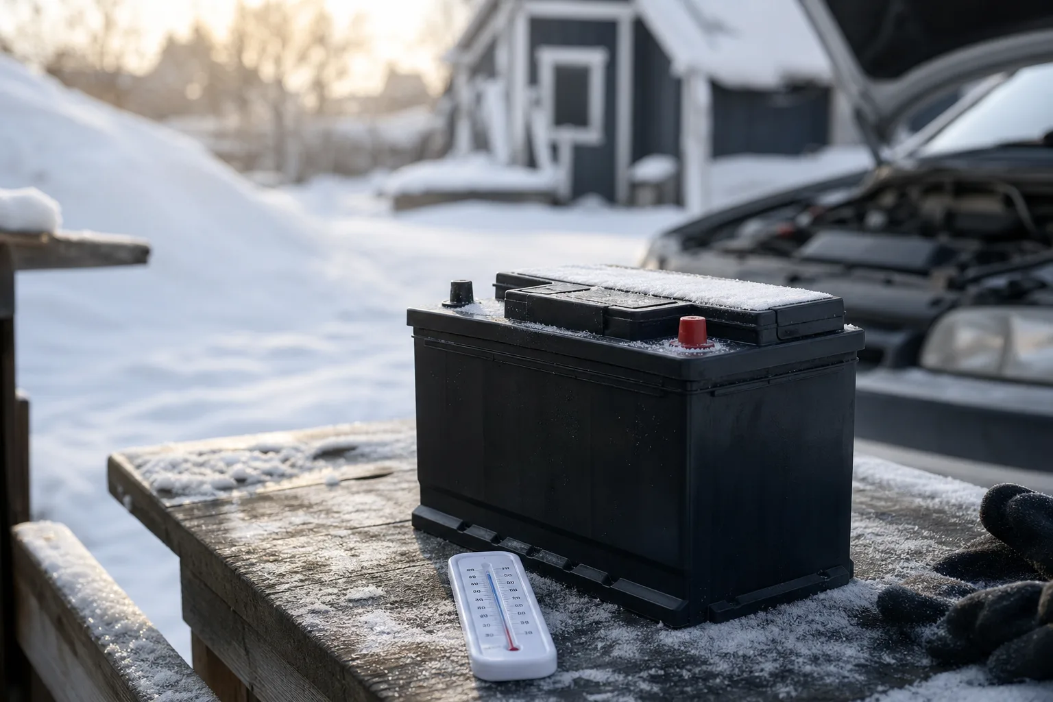 Bilbatteri i kallt vinterväder