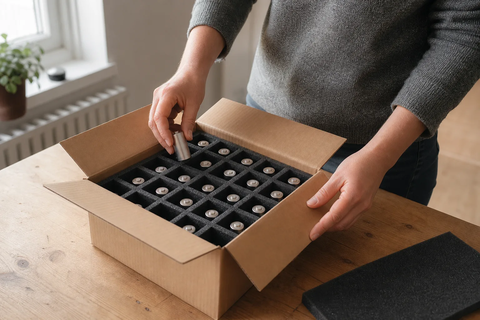 Batterier packas för transport