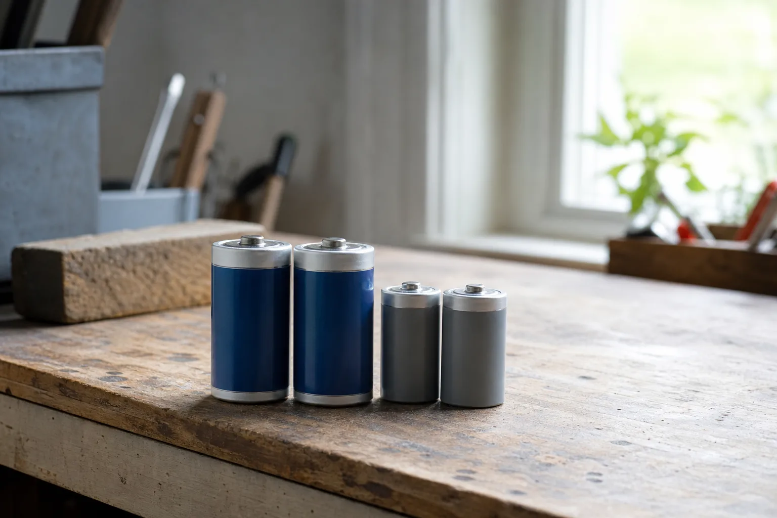 C- och D-batterier jämförs