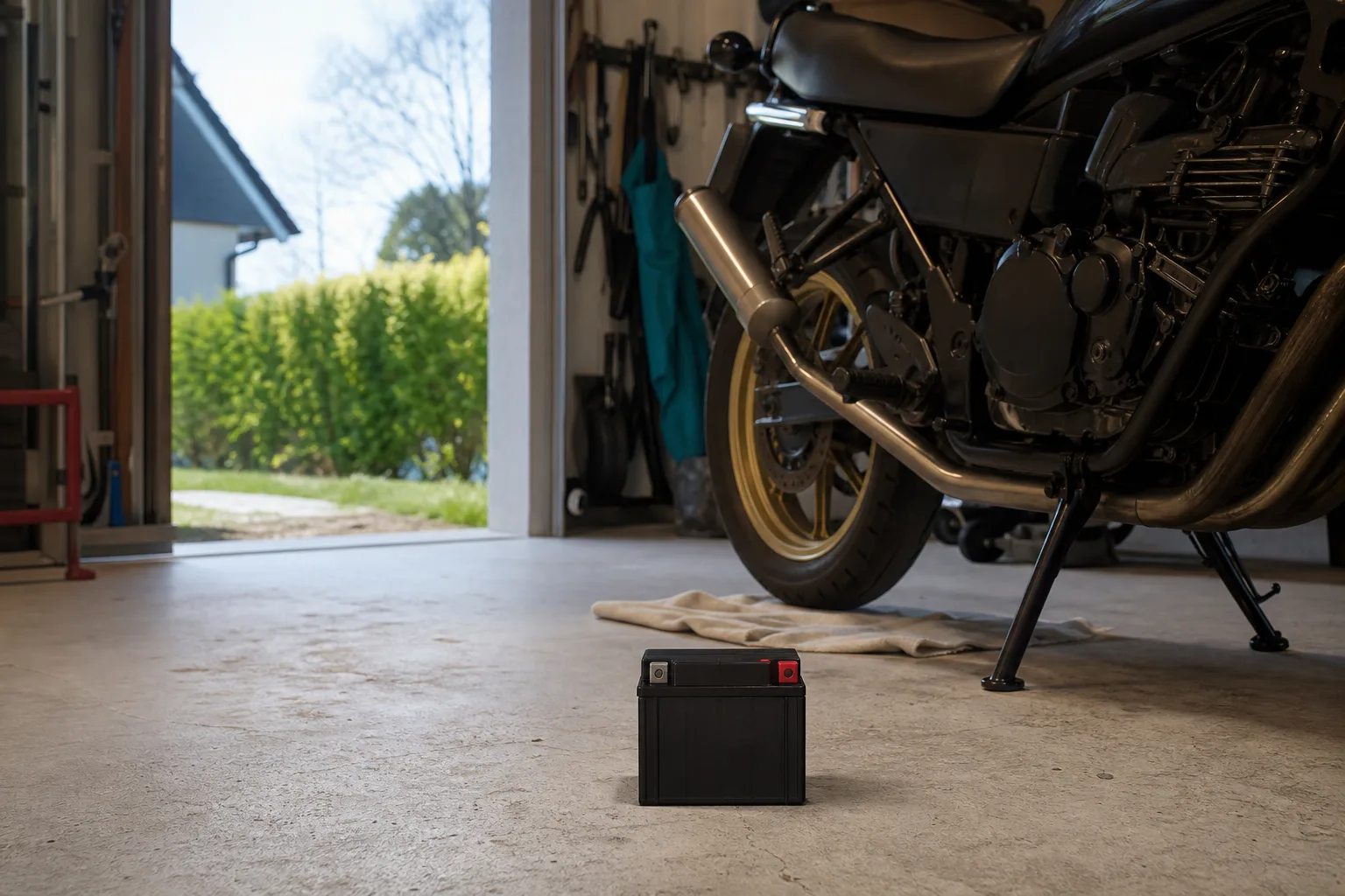 MC-batteri i garage